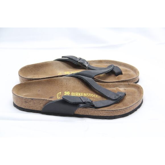 Birkenstock Adria Thong Sandals Womens EU36 US 5-5.5 Black Leather Slip On - Picture 1 of 7